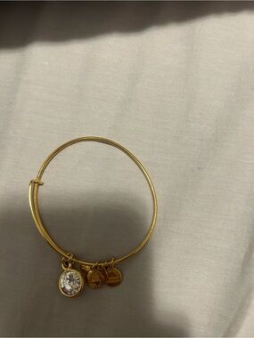 Alex Ani Gold-Tone Charm Bangle Bracelet with Clear Crystal Charm